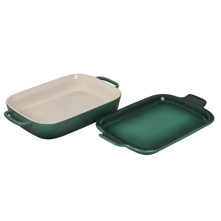 Le Creuset 2.75-Quart Stoneware Rectangular Dish With Platter Lid - Artichaut - Image 2