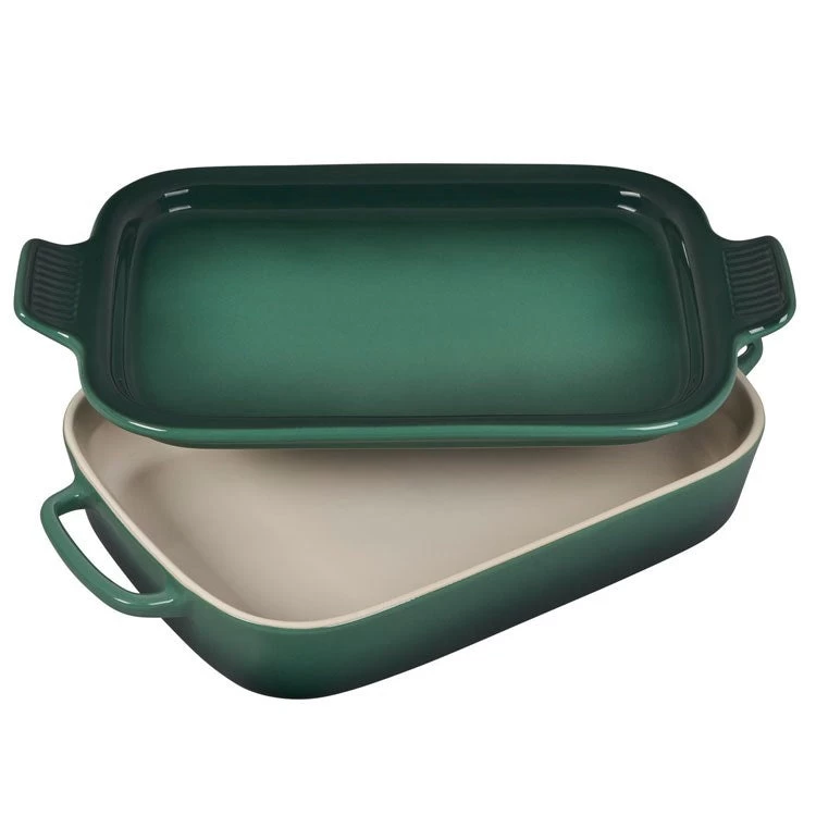 Le Creuset 2.75-Quart Stoneware Rectangular Dish With Platter Lid - Artichaut - Image 3