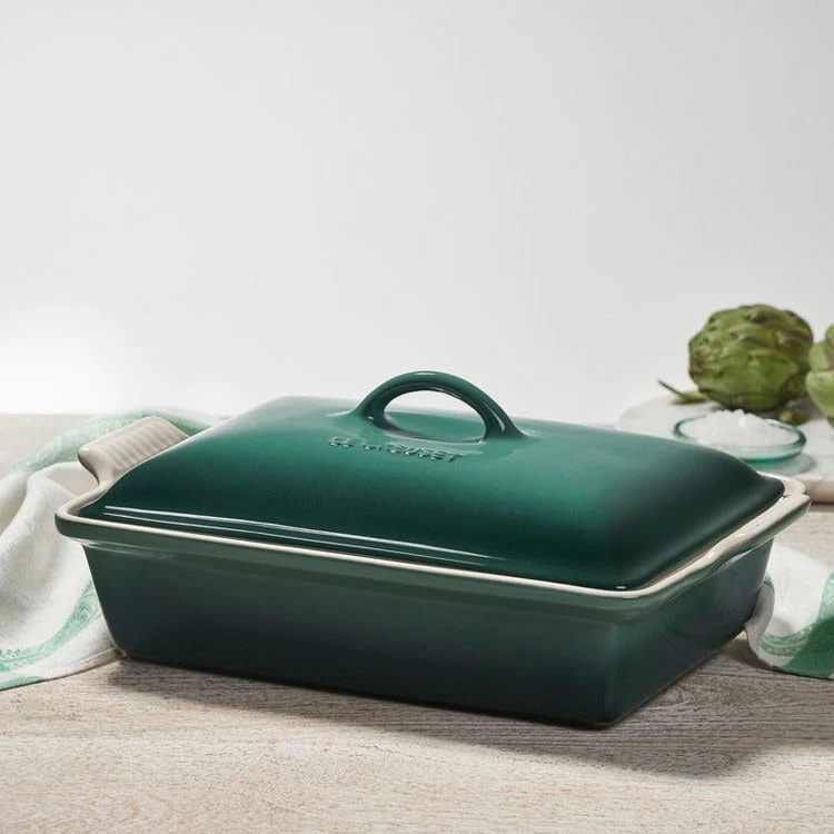 Le Creuset Heritage 4-Quart Stoneware Covered Rectangular Casserole - Artichaut - Image 5