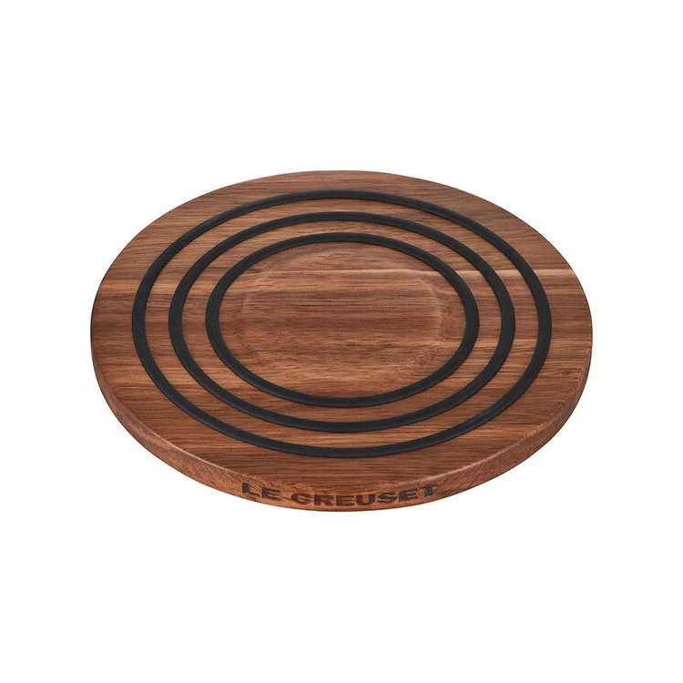 Le Creuset Magnetic Acacia Wood Trivet With Silicone Rings - Black Onyx