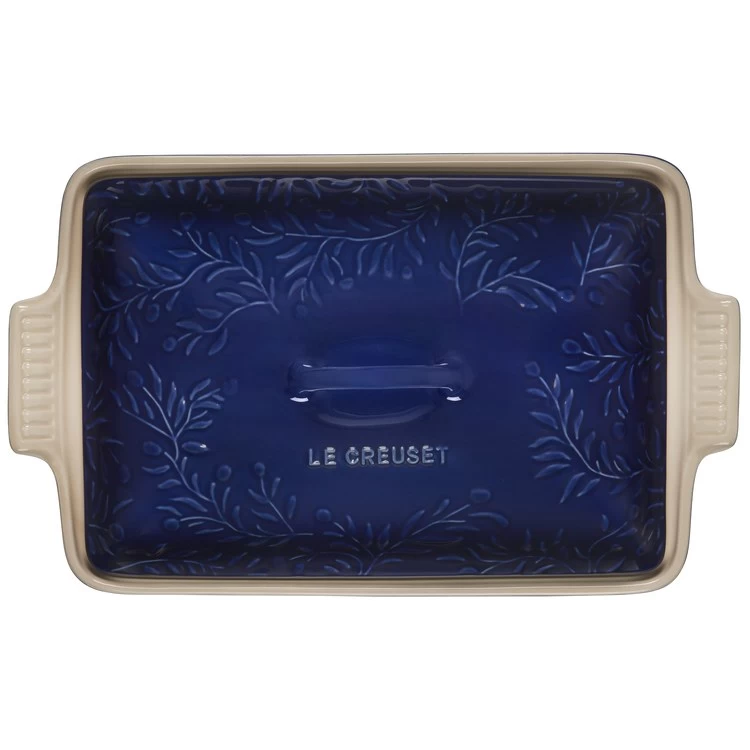 Le Creuset Olive Branch Collection 4-Quart Covered Rectangular Casserole With Embossed Lid - Indigo - Image 7