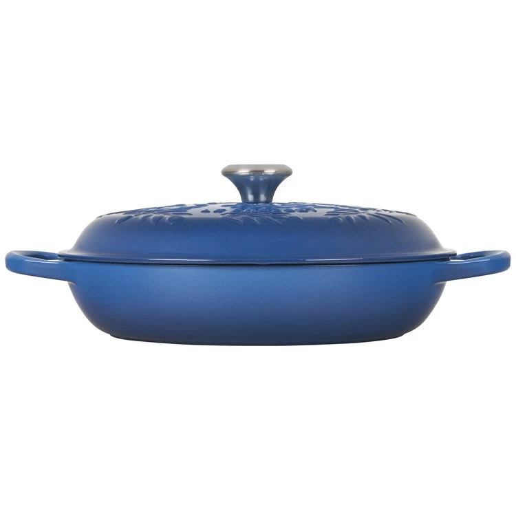 Le Creuset Olive Branch Collection 5-Quart Cast Iron Braiser With Embossed Lid And Stainless Steel Knob - Marseille - Image 2