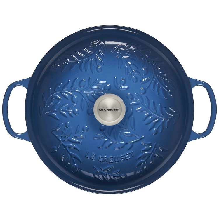 Le Creuset Olive Branch Collection 5-Quart Cast Iron Braiser With Embossed Lid And Stainless Steel Knob - Marseille - Image 3