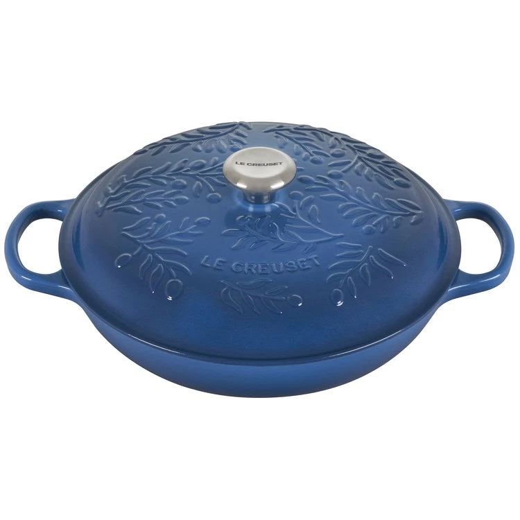 Le Creuset Olive Branch Collection 5-Quart Cast Iron Braiser With Embossed Lid And Stainless Steel Knob - Marseille