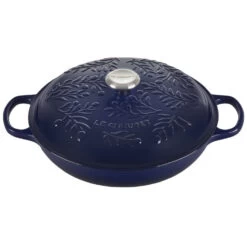 Le Creuset Olive Branch Collection 5-Quart Cast Iron Braiser With Embossed Lid And Stainless Steel Knob - Indigo