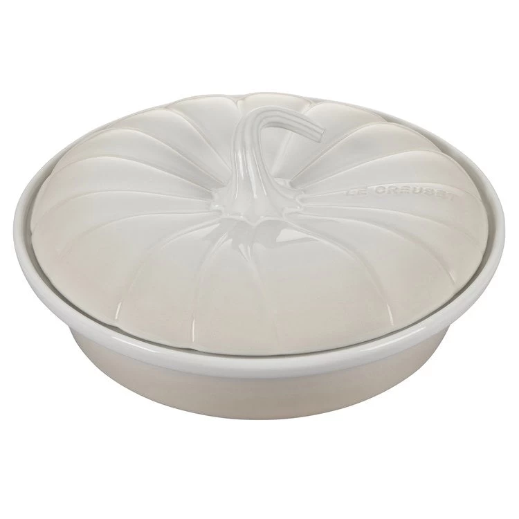 Le Creuset 9" Pumpkin Stoneware Casserole Dish With Lid - Meringue - Image 2