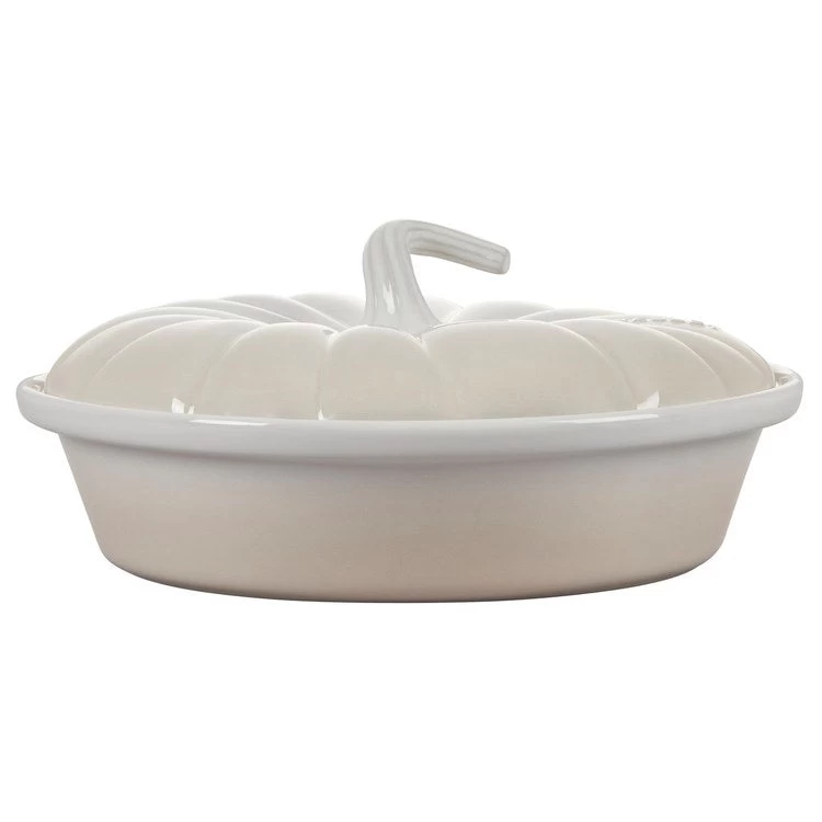 Le Creuset 9" Pumpkin Stoneware Casserole Dish With Lid - Meringue