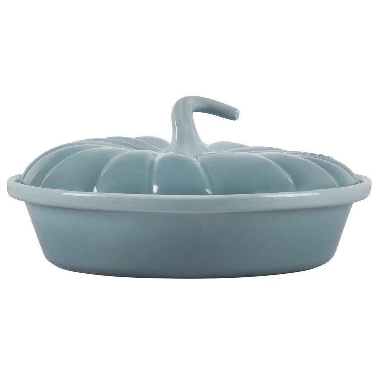 Le Creuset 9" Pumpkin Stoneware Casserole Dish With Lid - Sea Salt - Image 2