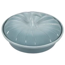 Le Creuset 9" Pumpkin Stoneware Casserole Dish With Lid - Sea Salt