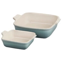 Le Creuset Heritage Stoneware Square Dishes Set Of 2 - Sea Salt