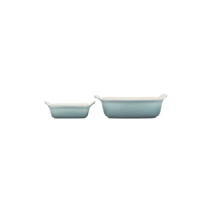 Le Creuset Heritage Stoneware Square Dishes Set Of 2 - Sea Salt - Image 3