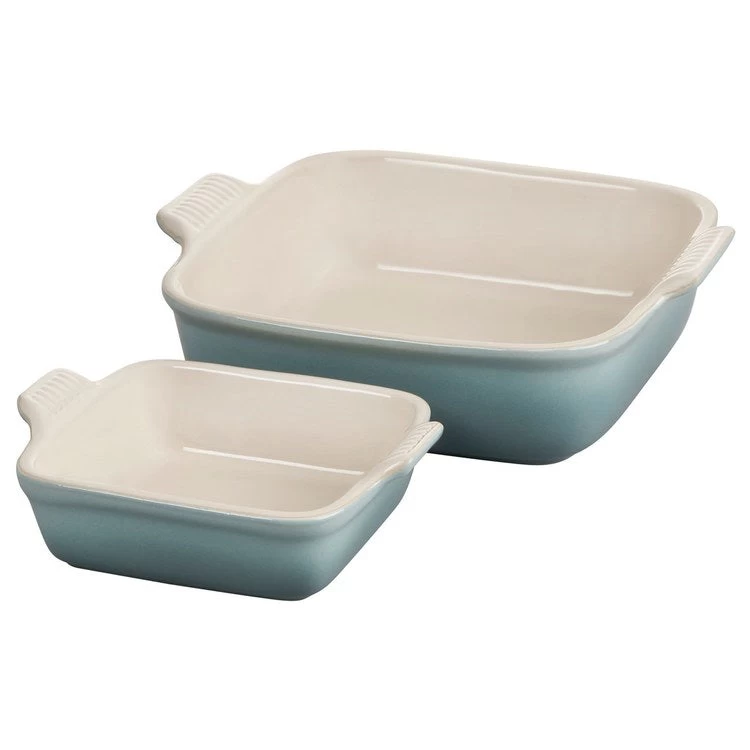 Le Creuset Heritage Stoneware Square Dishes Set Of 2 - Sea Salt