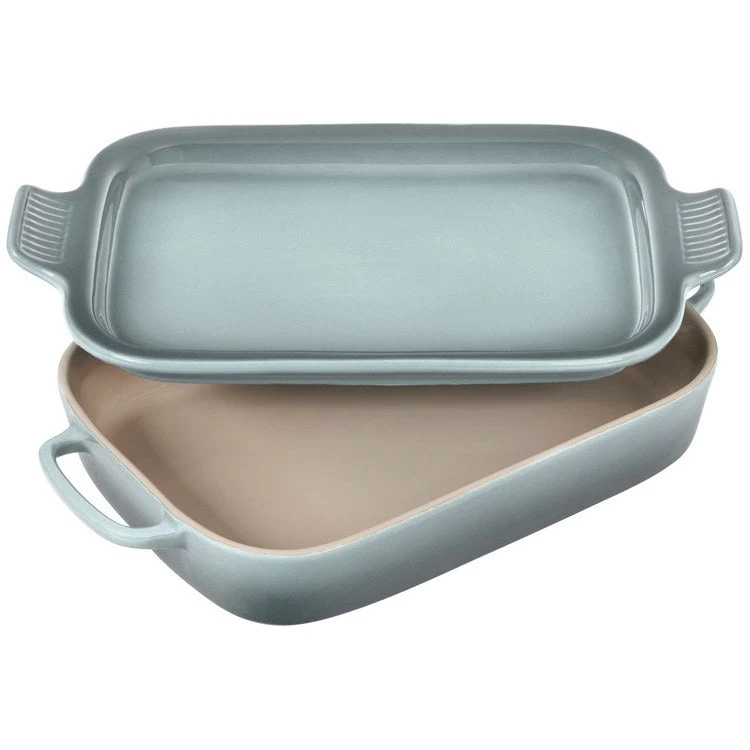 Le Creuset 2.75-Quart Stoneware Rectangular Dish With Platter Lid - Sea Salt - Image 3