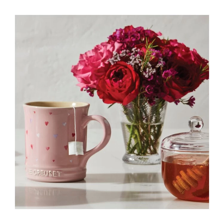 Le Creuset L' Amour Collection Mug - Chiffon Pink With Heart Applique - Image 4