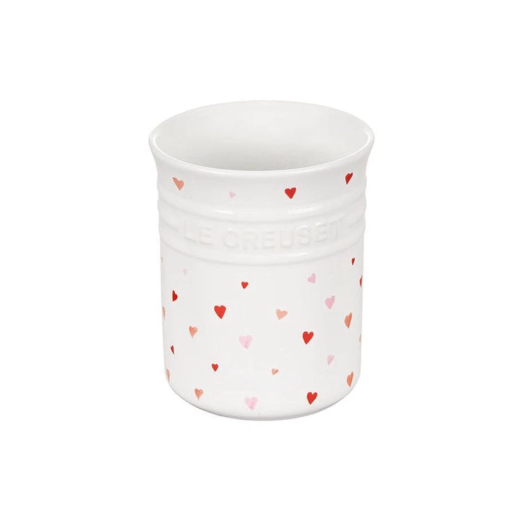 Le Creuset L' Amour Collection 1-Quart Classic Utensil Crock - White With Heart Applique - Image 2
