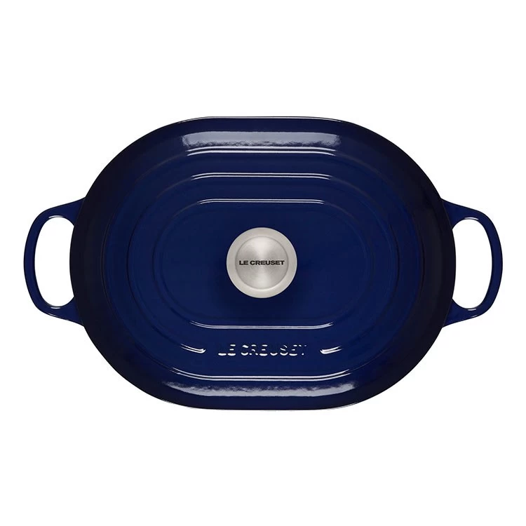 Le Creuset Signature 3.75-Quart Cast Iron Oval Casserole With Stainless Steel Knob - Indigo - Image 3