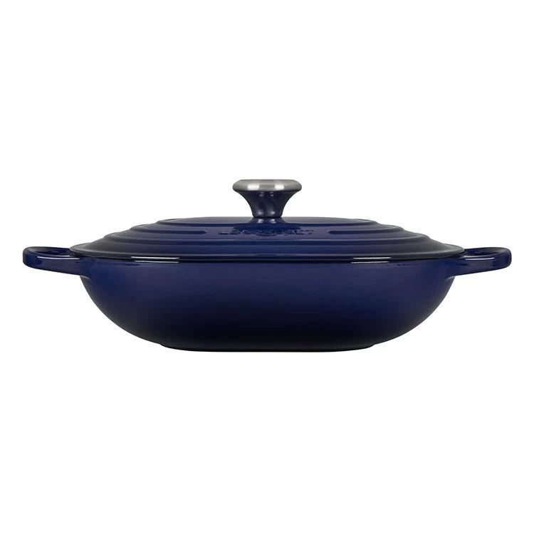 Le Creuset Signature 3.75-Quart Cast Iron Oval Casserole With Stainless Steel Knob - Indigo - Image 4