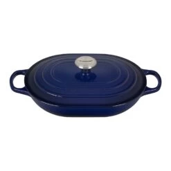 Le Creuset Signature 3.75-Quart Cast Iron Oval Casserole With Stainless Steel Knob - Indigo