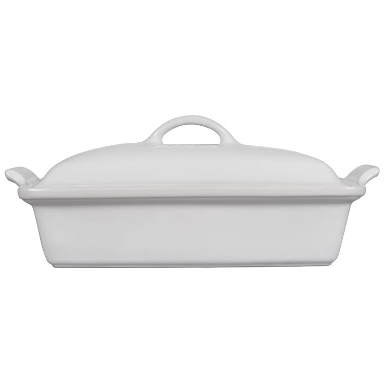 Le Creuset Heritage 4-Quart Stoneware Covered Rectangular Casserole - White - Image 2