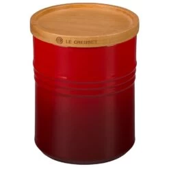 Le Creuset 2.5-Quart Stoneware Canister With Wood Lid - Cerise