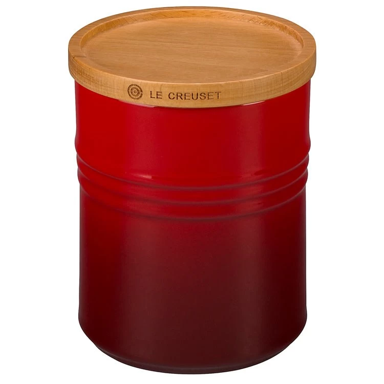 Le Creuset 2.5-Quart Stoneware Canister With Wood Lid - Cerise