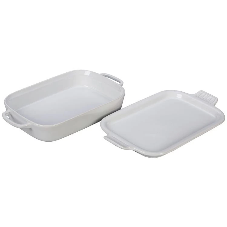 Le Creuset 2.75-Quart Stoneware Rectangular Dish With Platter Lid - White - Image 2
