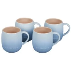 Le Creuset Heritage 13 Oz Stoneware Mugs Set Of 4 - Coastal Blue