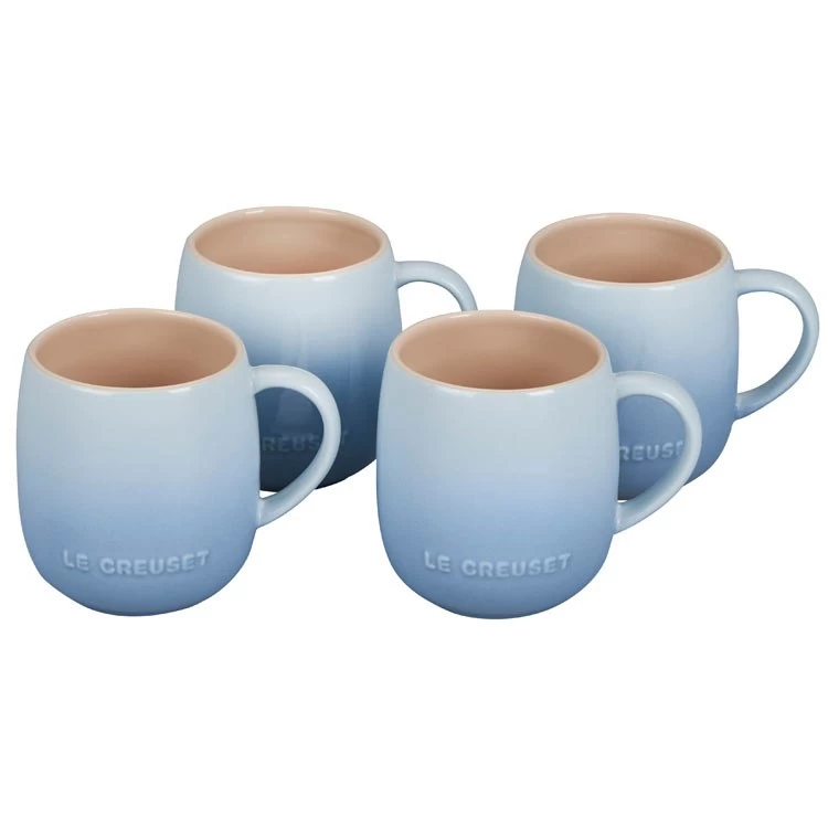 Le Creuset Heritage 13 Oz Stoneware Mugs Set Of 4 - Coastal Blue