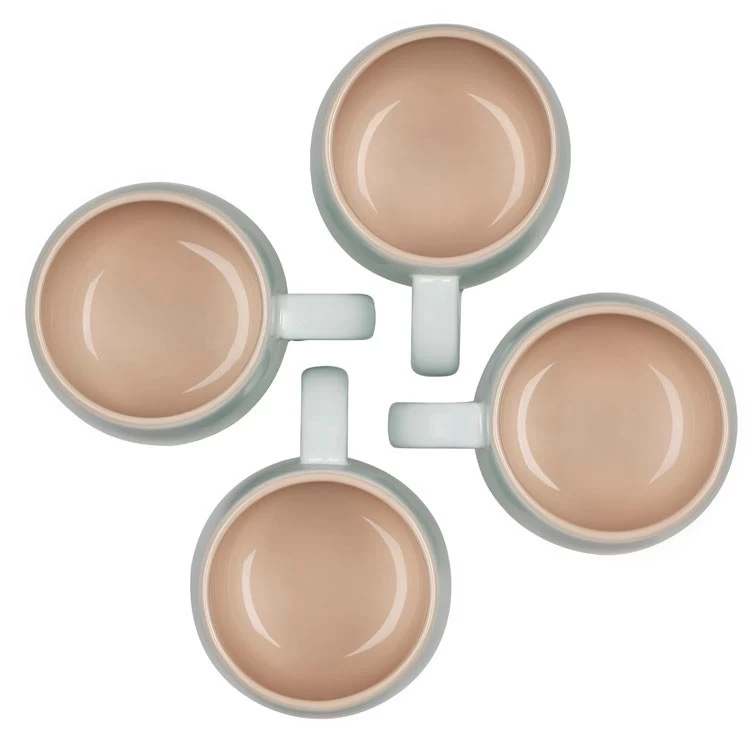 Le Creuset Heritage 13 Oz Stoneware Mugs Set Of 4 - Ice Green - Image 3