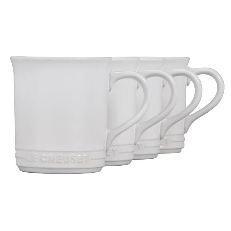 Le Creuset 14 Oz Stoneware Mugs Set Of 4 - White - Image 2