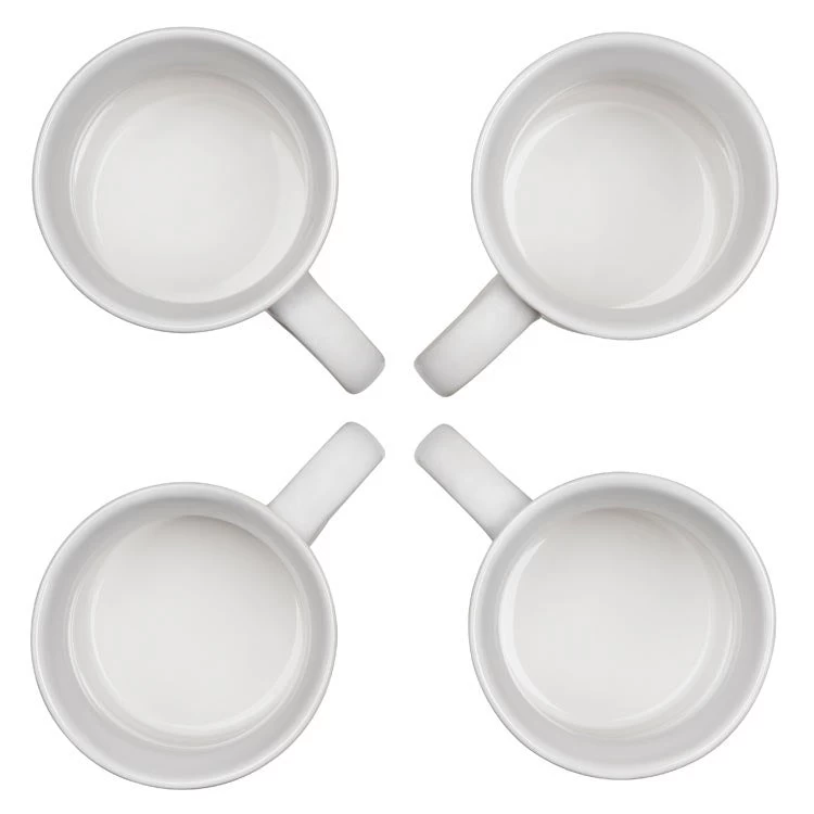 Le Creuset 14 Oz Stoneware Mugs Set Of 4 - White - Image 3