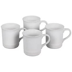Le Creuset 14 Oz Stoneware Mugs Set Of 4 - White