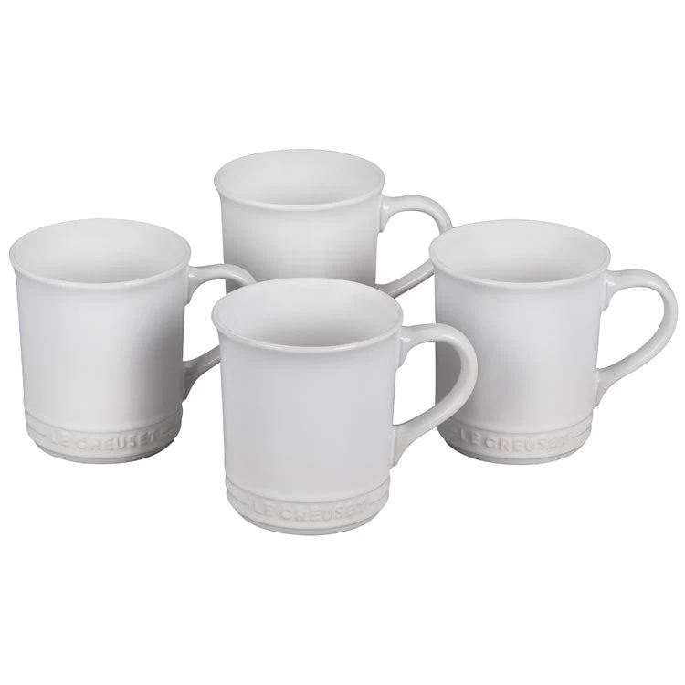 Le Creuset 14 Oz Stoneware Mugs Set Of 4 - White