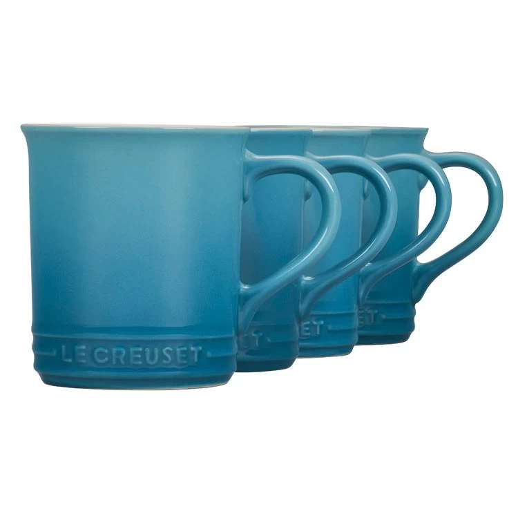 Le Creuset 14 Oz Stoneware Mugs Set Of 4 - Caribbean - Image 2