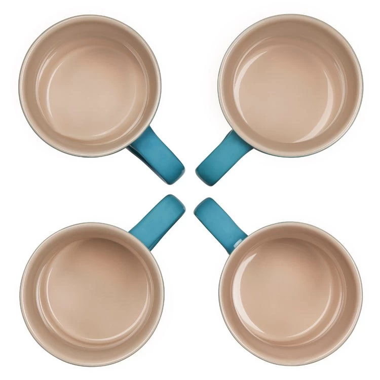 Le Creuset 14 Oz Stoneware Mugs Set Of 4 - Caribbean - Image 3