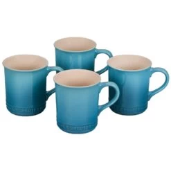 Le Creuset 14 Oz Stoneware Mugs Set Of 4 - Caribbean