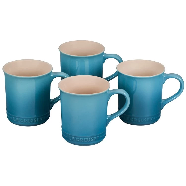 Le Creuset 14 Oz Stoneware Mugs Set Of 4 - Caribbean