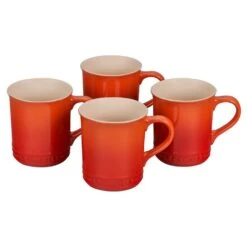 Le Creuset 14 Oz Stoneware Mugs Set Of 4 - Flame
