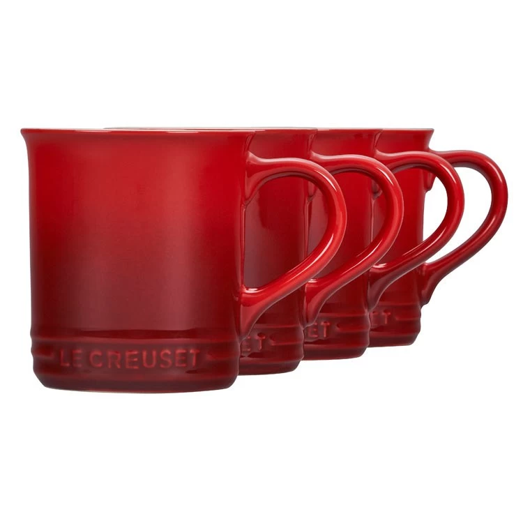 Le Creuset 14 Oz Stoneware Mugs Set Of 4 - Cerise - Image 2