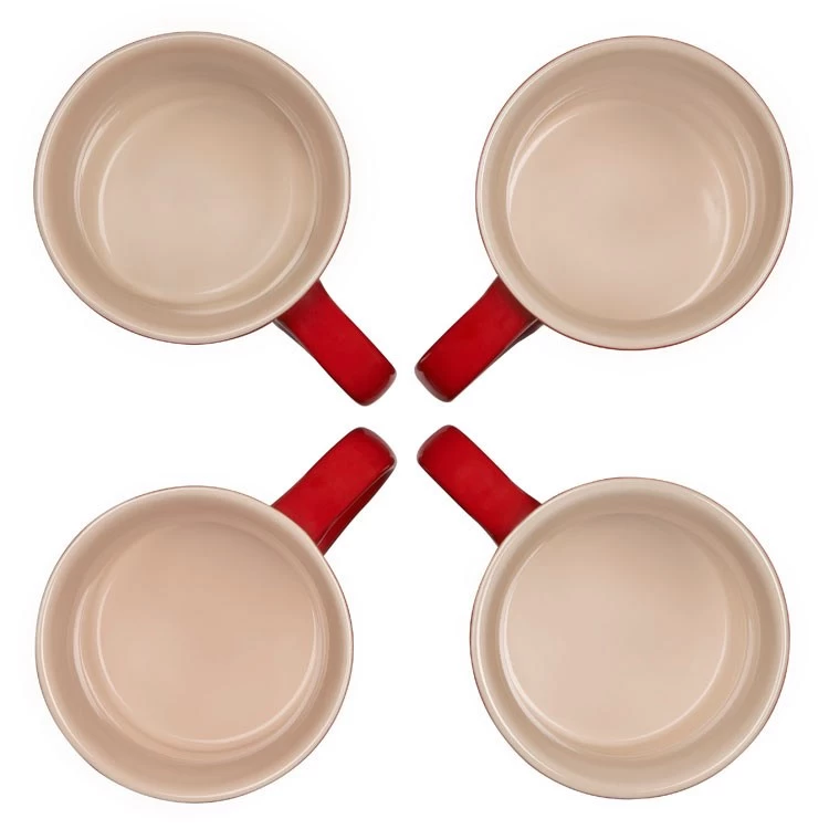 Le Creuset 14 Oz Stoneware Mugs Set Of 4 - Cerise - Image 3