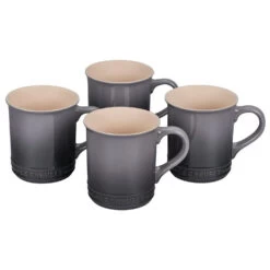 Le Creuset 14 Oz Stoneware Mugs Set Of 4 - Oyster