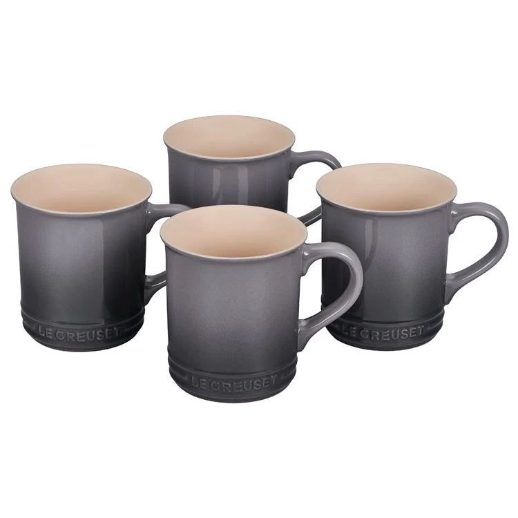 Le Creuset 14 Oz Stoneware Mugs Set Of 4 - Oyster
