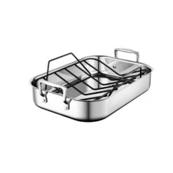 Le Creuset Small Stainless Steel Roasting Pan With Nonstick Rack