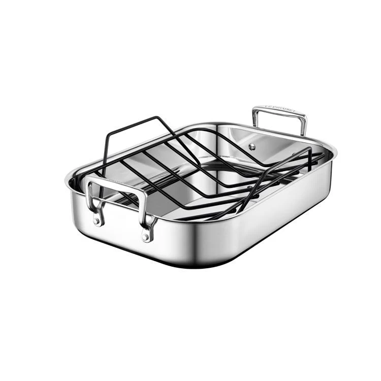 Le Creuset Small Stainless Steel Roasting Pan With Nonstick Rack