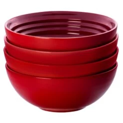 Le Creuset 22 Oz Stoneware Soup Bowls Set Of 4 - Cerise