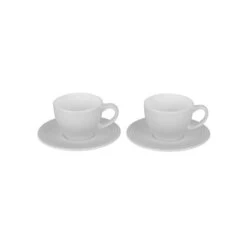 Le Creuset 2 Oz Stoneware Cappuccino Cups And Saucers Set Of 2 - White