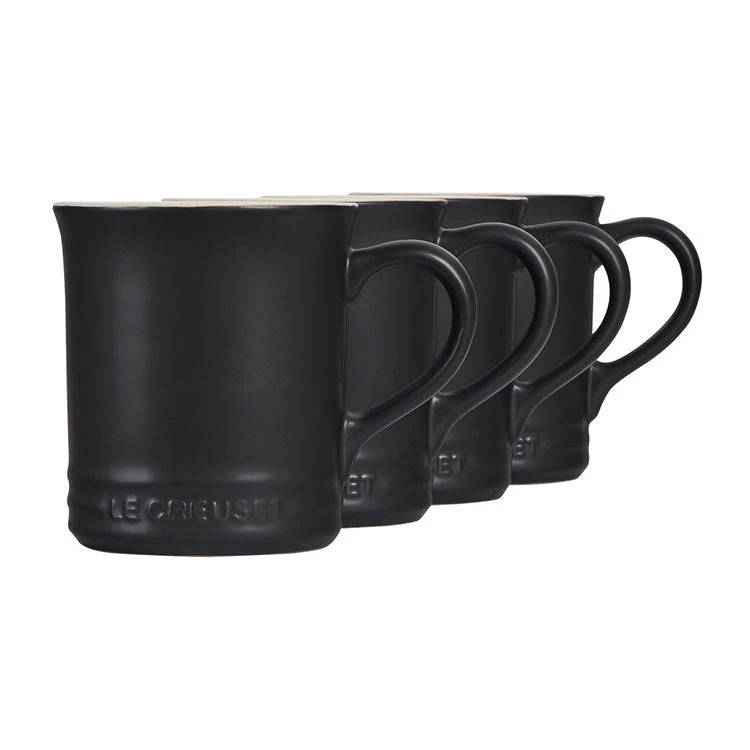 Le Creuset 14 Oz Stoneware Mugs Set Of 4 - Licorice - Image 2