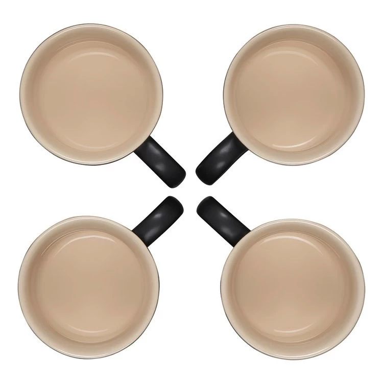 Le Creuset 14 Oz Stoneware Mugs Set Of 4 - Licorice - Image 3