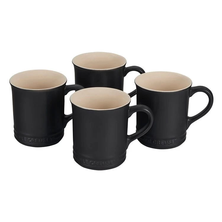 Le Creuset 14 Oz Stoneware Mugs Set Of 4 - Licorice