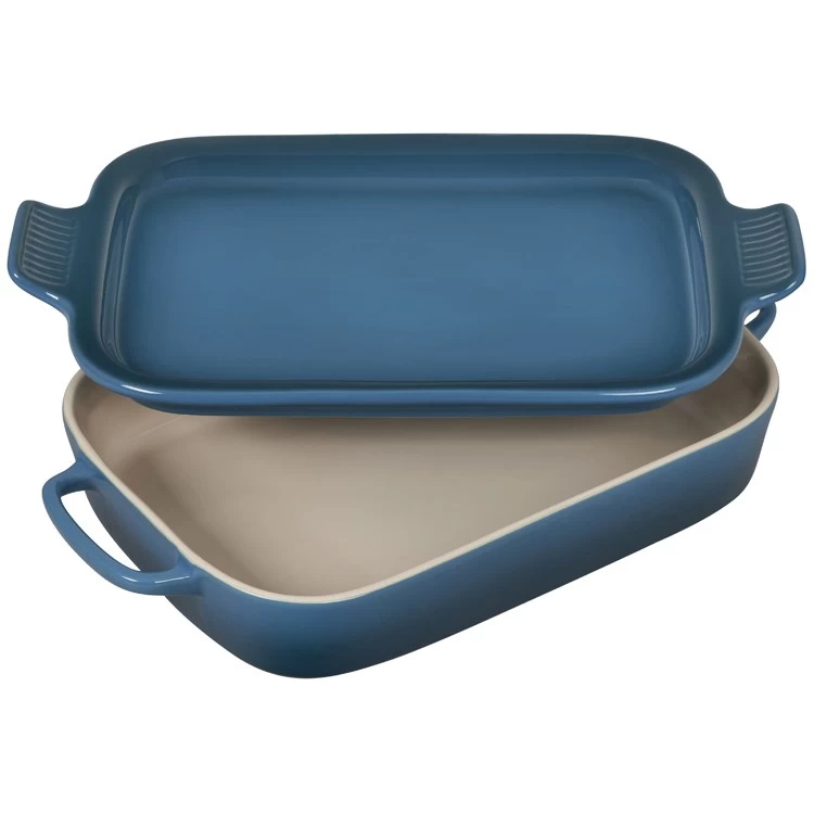 Le Creuset 2.75-Quart Stoneware Rectangular Dish With Platter Lid - Deep Teal - Image 5